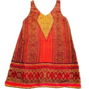 City Triangles Dress Tunic Tribal Aztec Flowy Orange Red L India Boho Hippie